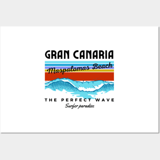 Vintage Maspalomas Beach Gran Canaria Spain Posters and Art